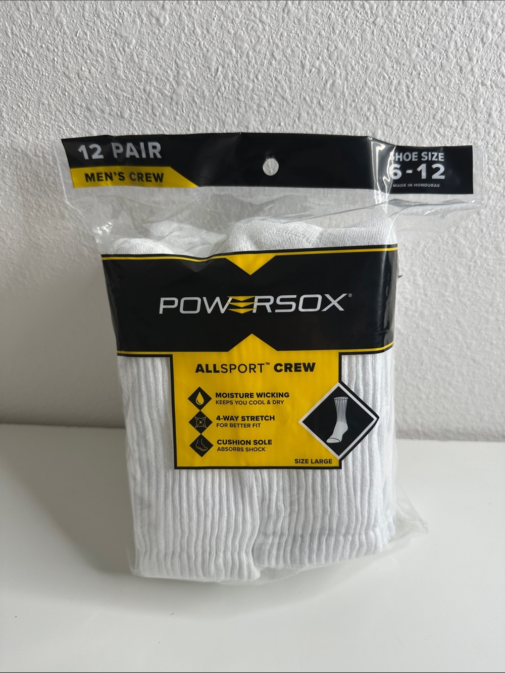 Allsport Crew Socks - White (12 Pair)